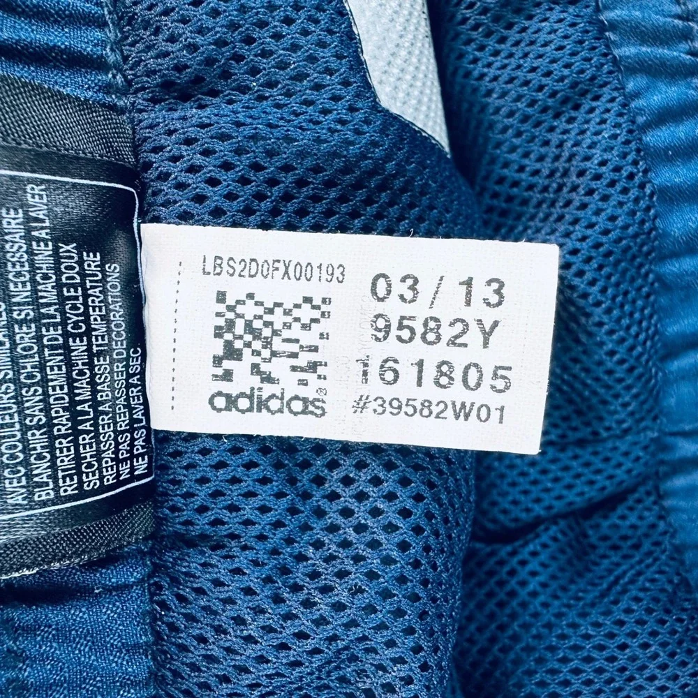 VTG 90s Adidas Mens 2XLT Blue Mesh Lined Track Pants Straight Leg Side Zip 9582Y